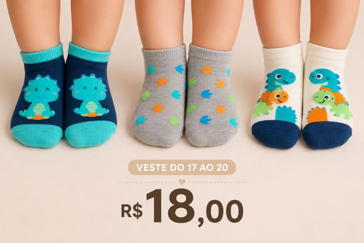 Kit de meias (3 pares) - Foto 2