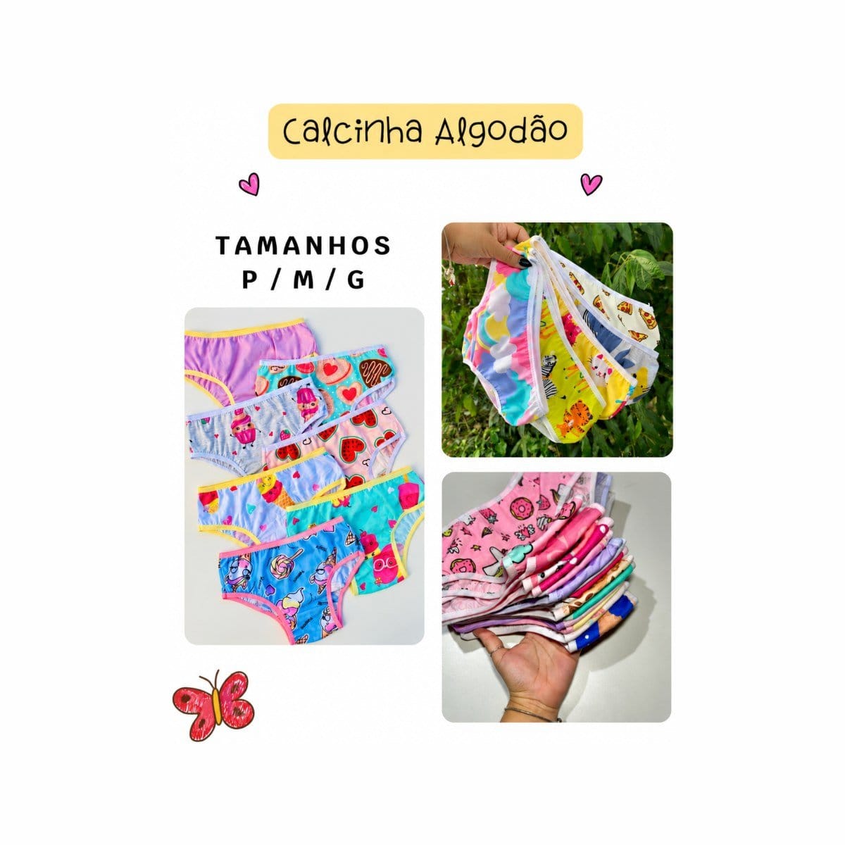 Calcinhas de algodão (Kit com 3 unidades) - Foto 1