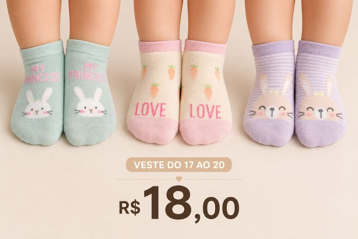 Kit de meias (3 pares) - Foto 1