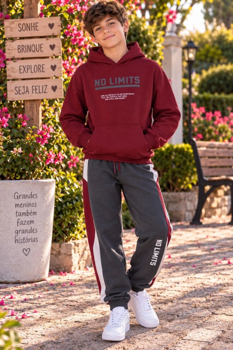 Conjunto de Moletom Flanelado com capuz - Foto 1